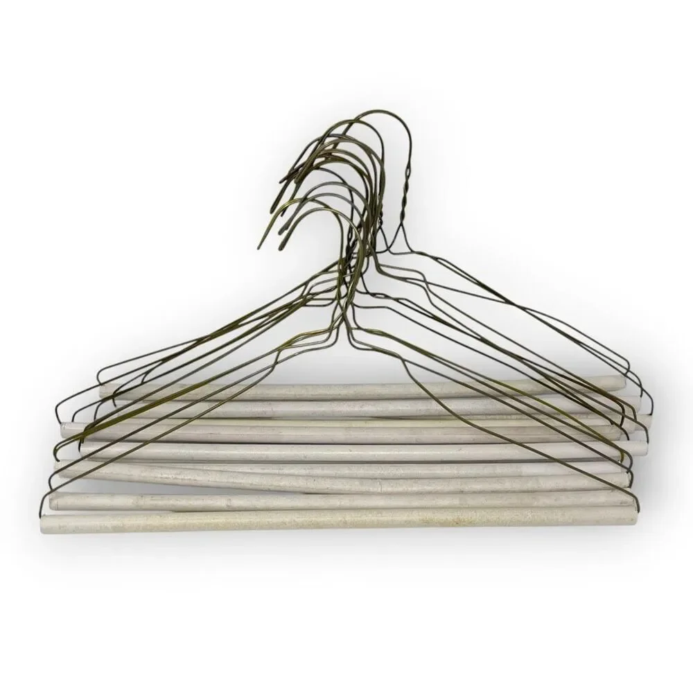 12 Vintage Wire Metal Clothes Clothing Hangers Dresses Shirts MCM Cardboard Rod